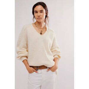 Free People Soft Cream V-Neck Sweater